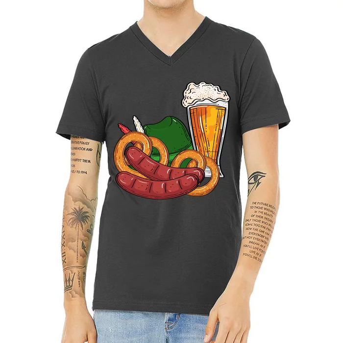 Oktoberfest Beer Food Festive V-Neck T-Shirt