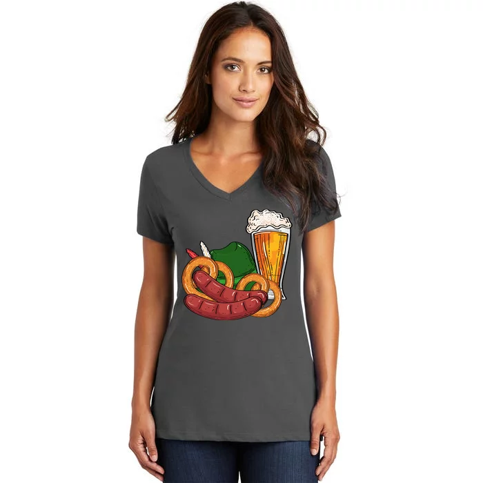 Oktoberfest Beer Food Festive Women's V-Neck T-Shirt