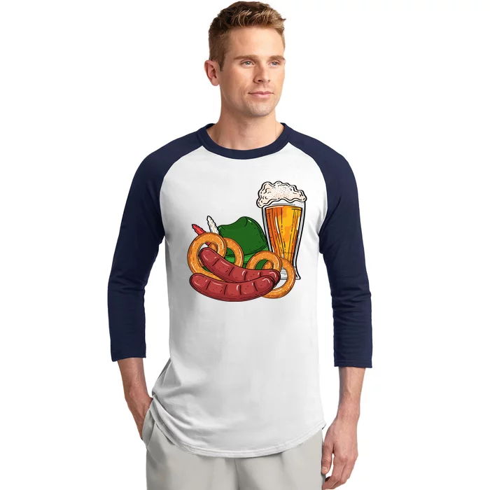 Oktoberfest Beer Food Festive Baseball Sleeve Shirt