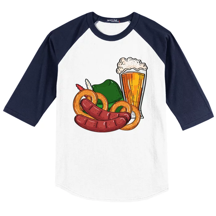 Oktoberfest Beer Food Festive Baseball Sleeve Shirt