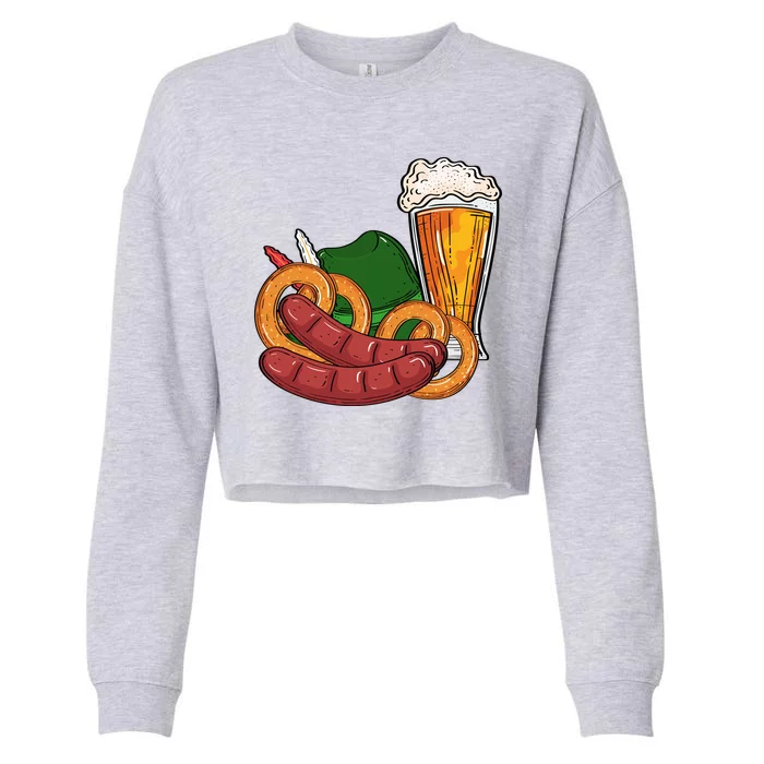 Oktoberfest Beer Food Festive Cropped Pullover Crew