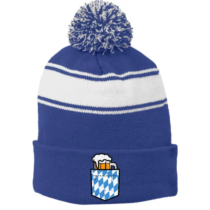 Oktoberfest Bavaria Flag Pocket Fun German Costume Stripe Pom Pom Beanie