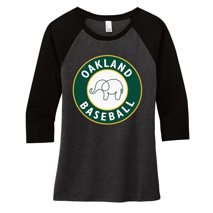 Oakland Baseball Fan Elephant Gift Women's Tri-Blend 3/4-Sleeve Raglan Shirt