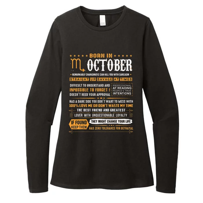 October Birthday Gifts Born In October Scorpio Womens CVC Long Sleeve Shirt