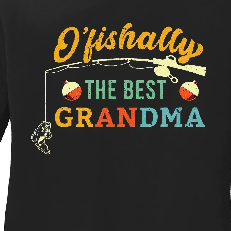 Ofishally Best Grandma Fishing Cute Grandmother Fisherwoman Ladies Long Sleeve Shirt