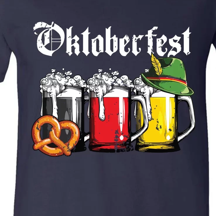 Oktoberfest Beer German Flag Drinking Mug V-Neck T-Shirt