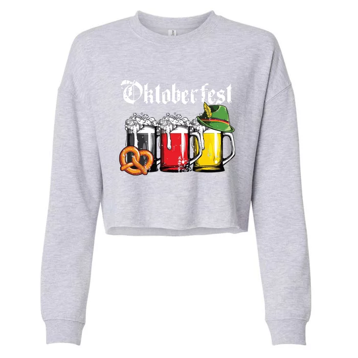 Oktoberfest Beer German Flag Drinking Mug Cropped Pullover Crew