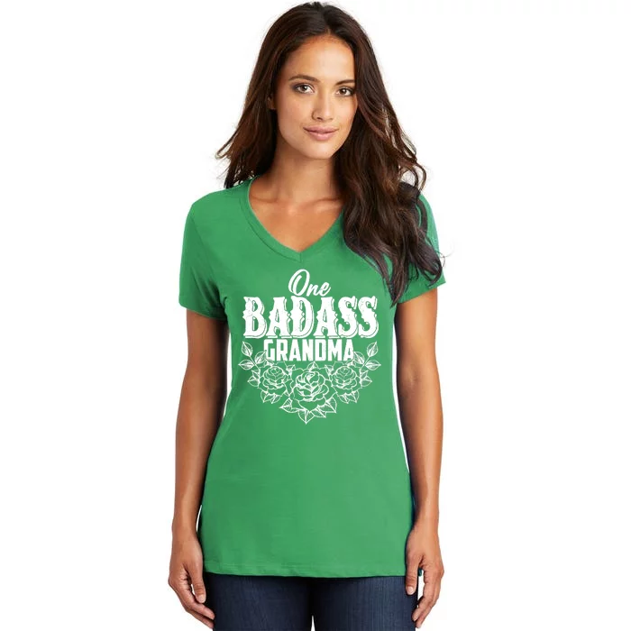 One Badass Grandma Women's V-Neck T-Shirt