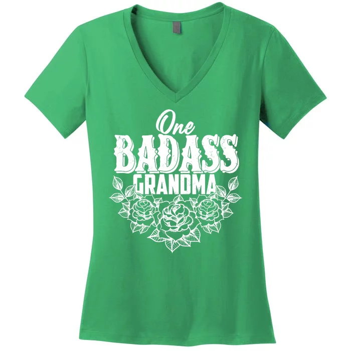 One Badass Grandma Women's V-Neck T-Shirt