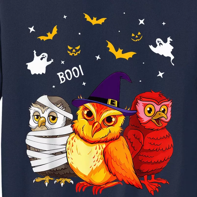 Owl Boo Ghost Scary Funny Halloween Costume Tall Sweatshirt