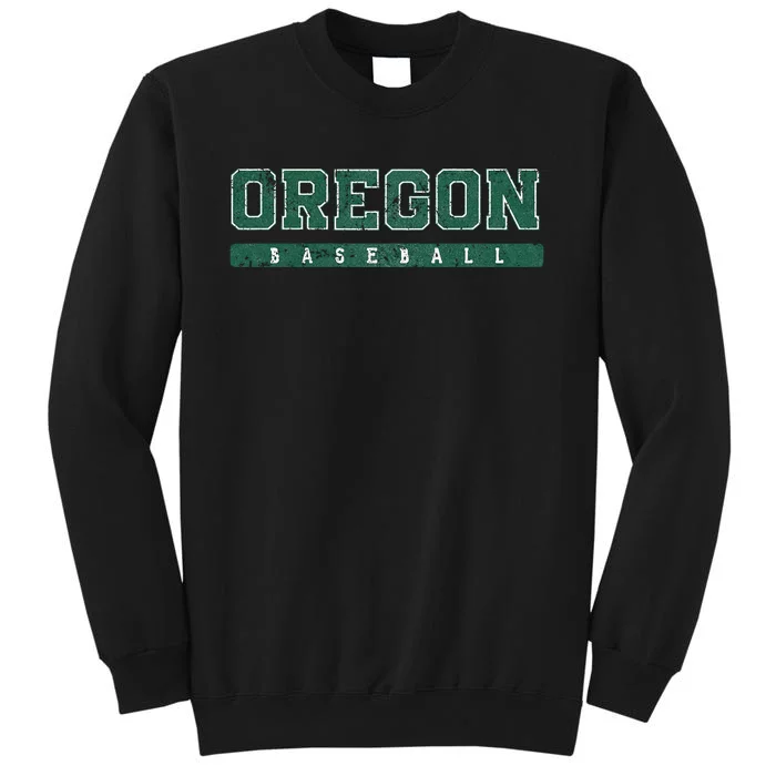 Oregon Baseball Green Vintage Text Tall Sweatshirt