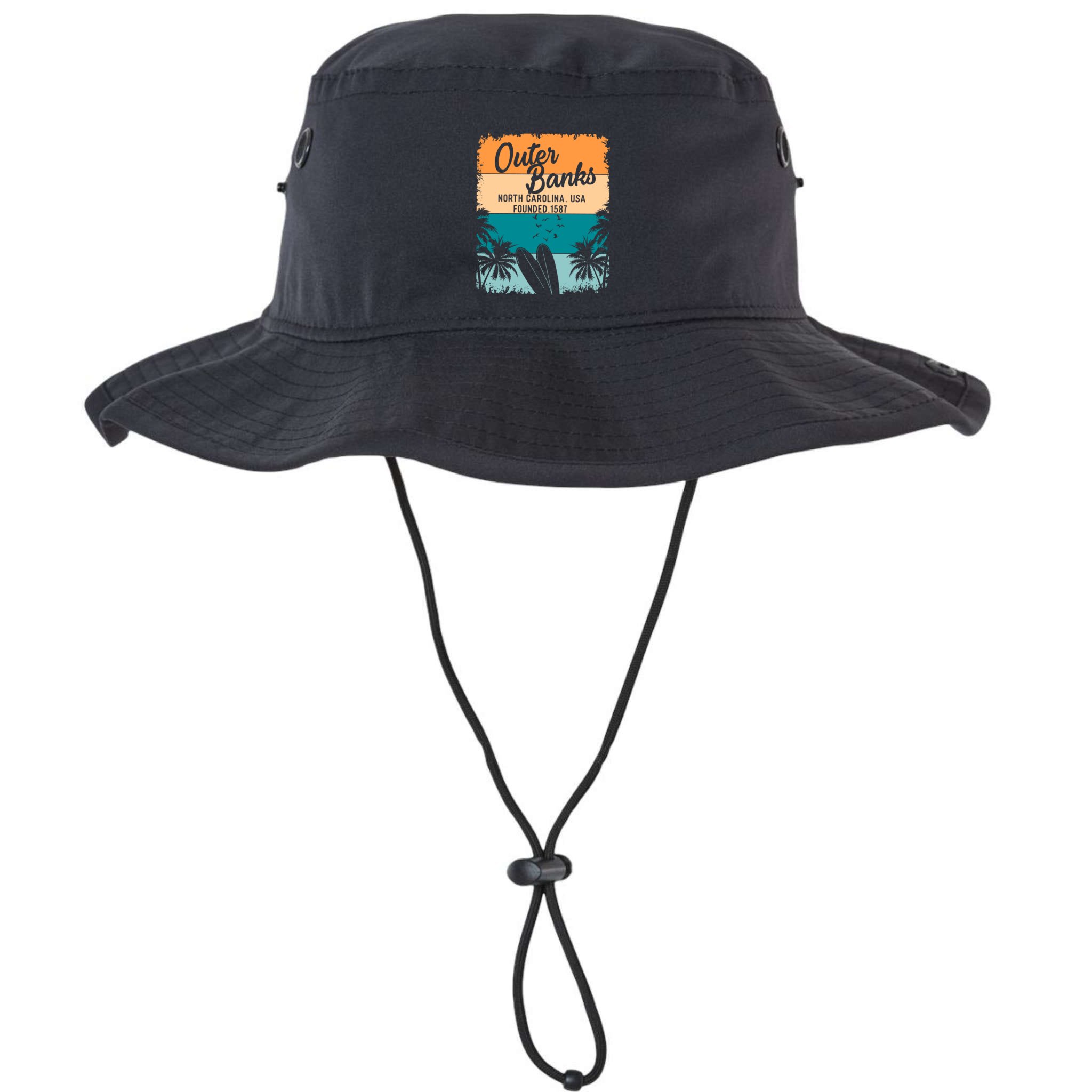 Vintage Outer Banks Bucket Hat OBX North Carolina Beach Wide Brim Chin  Strap