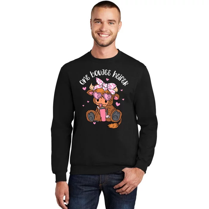 One Boujee Heifer Highland Cow Tumbler ValentineS Day Tall Sweatshirt