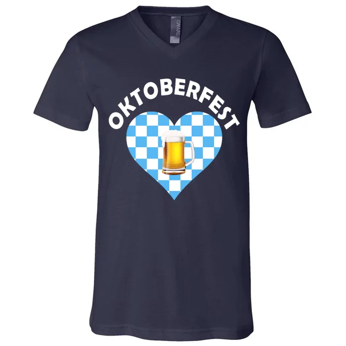 Oktoberfest Beer Heart V-Neck T-Shirt