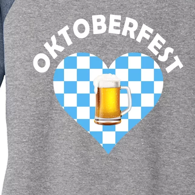 Oktoberfest Beer Heart Women's Tri-Blend 3/4-Sleeve Raglan Shirt