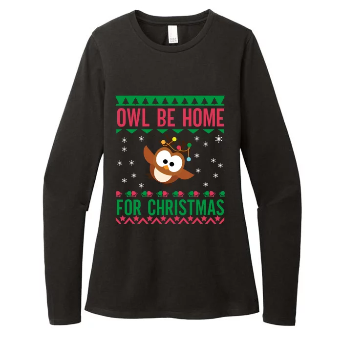 Owl Be Home For Christmas Ugly Sweater Funny For Owl Lover Gift Womens CVC Long Sleeve Shirt