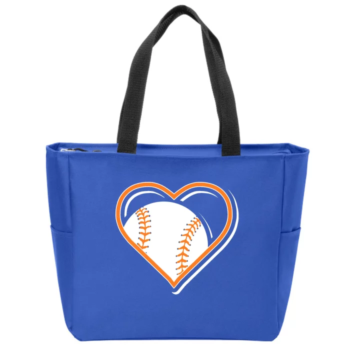 Orange Baseball Heart For Baseball Lovers Gift Zip Tote Bag