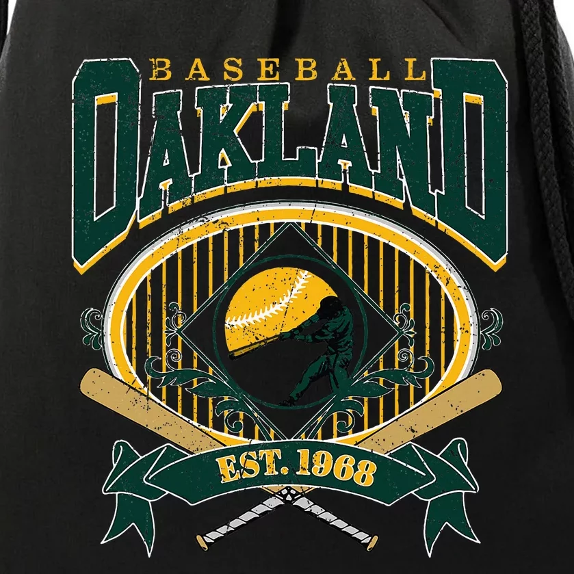 Oakland Baseball Home Plate & Bat Script Fan Drawstring Bag