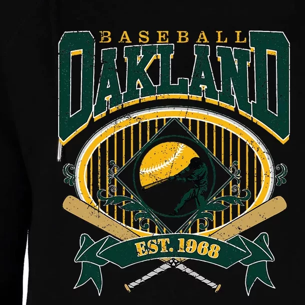 Oakland Baseball Home Plate & Bat Script Fan Womens Funnel Neck Pullover Hood