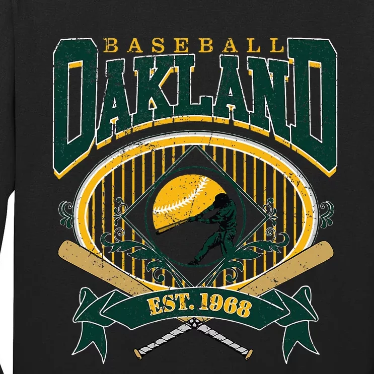 Oakland Baseball Home Plate & Bat Script Fan Tall Long Sleeve T-Shirt