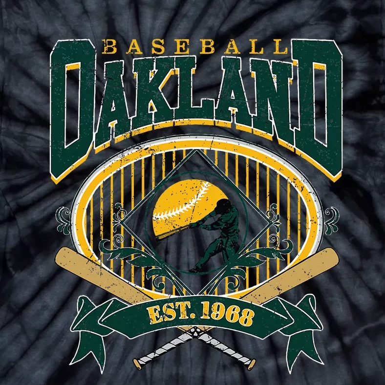 Oakland Baseball Home Plate & Bat Script Fan Tie-Dye T-Shirt