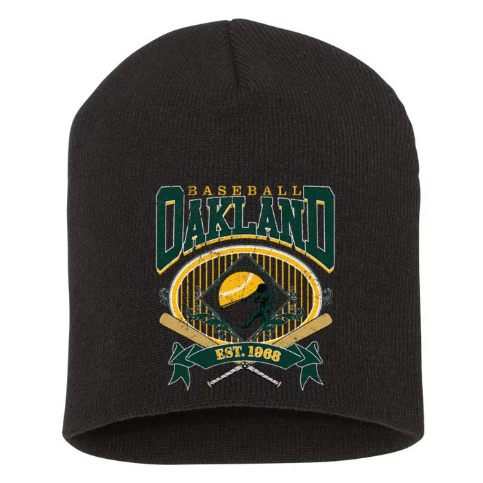 Oakland Baseball Home Plate & Bat Script Fan Short Acrylic Beanie