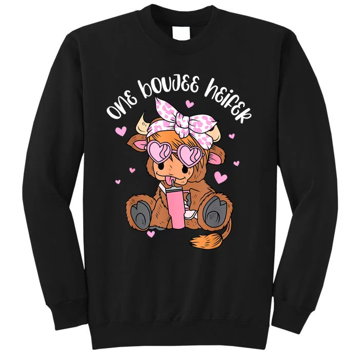 One Boujee Heifer Highland Cow Tumbler Happy ValentineS Day Tall Sweatshirt