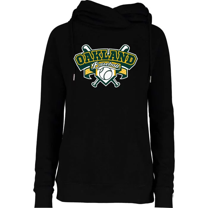 Oakland Baseball Home Plate & Bat Script Gameday Fan Womens Funnel Neck Pullover Hood