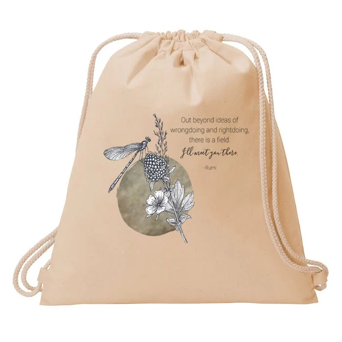 Out Beyond Ideas Rumi Poetry Quotes Drawstring Bag