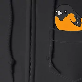 Oriole Bird In The Pocket Cute Pocket Oriole Full Zip Hoodie