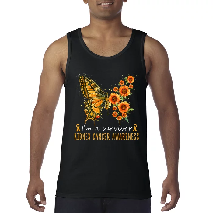 Orange Butterfly Im A Survivor Kidney Cancer Awareness Tank Top