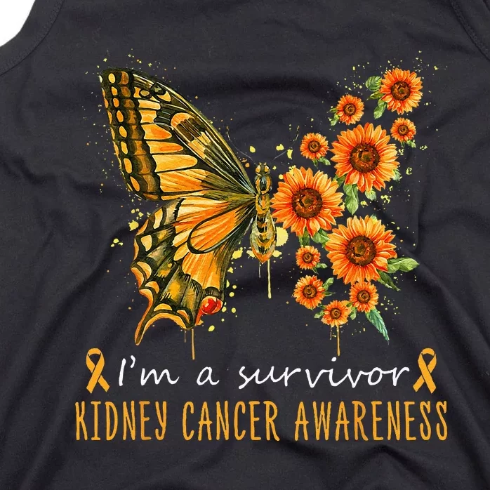 Orange Butterfly Im A Survivor Kidney Cancer Awareness Tank Top