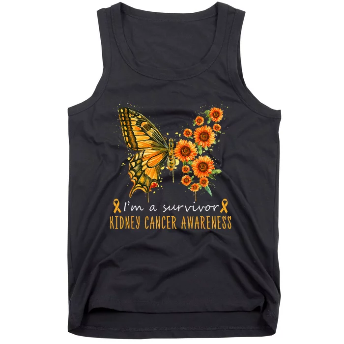 Orange Butterfly Im A Survivor Kidney Cancer Awareness Tank Top