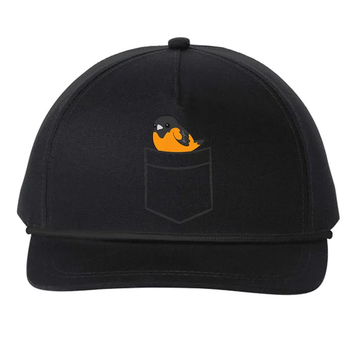 Oriole Bird In The Pocket Cute Pocket Oriole Snapback Five-Panel Rope Hat