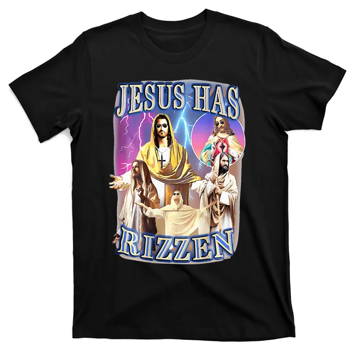 ON BACK Jesus Has Rizzen Vintage Christian Design Jesus T-Shirt