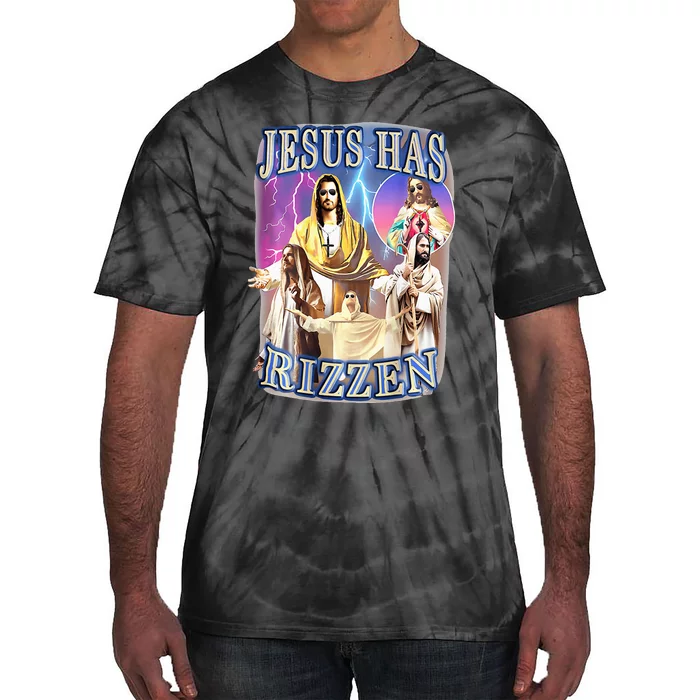 ON BACK Jesus Has Rizzen Vintage Christian Design Jesus Tie-Dye T-Shirt