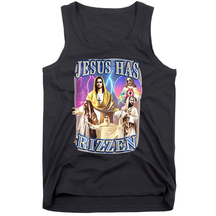 ON BACK Jesus Has Rizzen Vintage Christian Design Jesus Tank Top