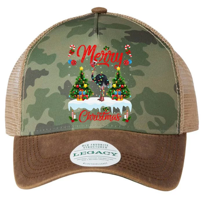 Ostrich Bird Merry Christmas Tree Lights Santa Ostrich Xmas Legacy Tie Dye Trucker Hat