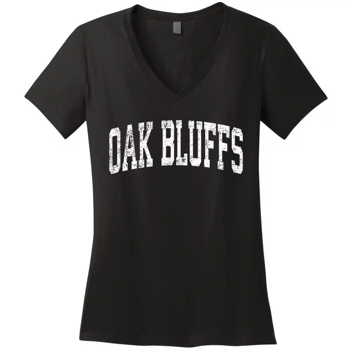 Oak Bluffs Massachusetts Ma Vintage Athletic Sports Design Women's V-Neck T-Shirt