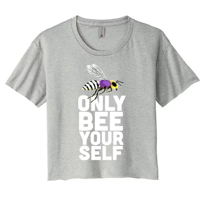 Only Beeyours Meaningful Gift Non Binary Nonbinary Bee Proud Gift Women's Crop Top Tee