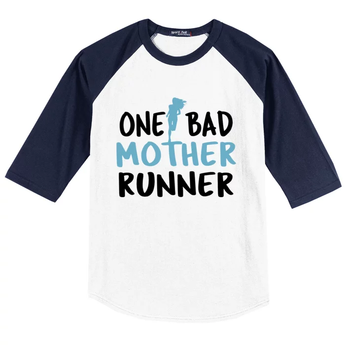 One Bad Mother Runner Mothers Day Marathon 5k Baseball Sleeve Shirt