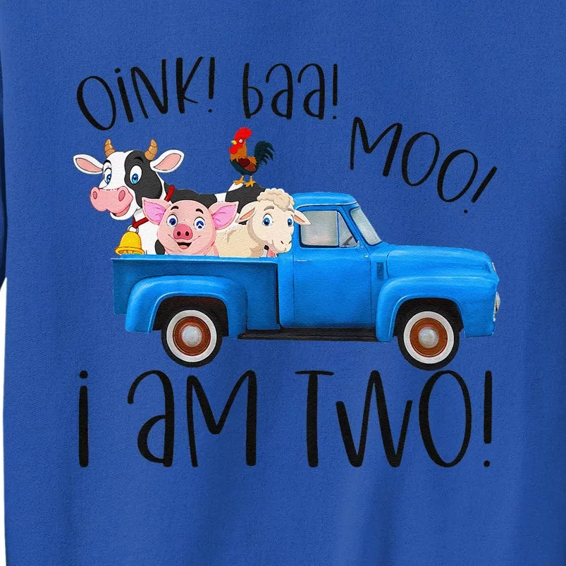 Oink Baa Moo I Am Two Farm Animals Blue Truck Birthday Boy Sweatshirt