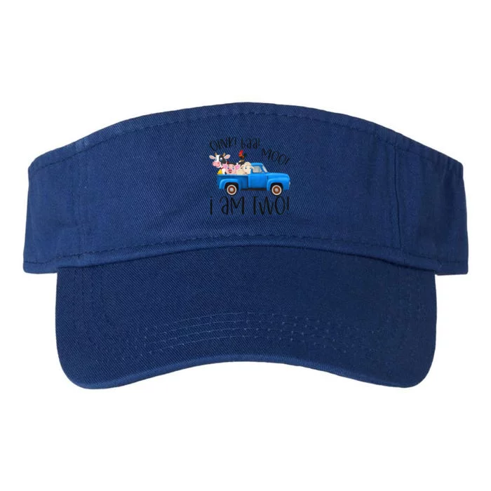 Oink Baa Moo I Am Two Farm Animals Blue Truck Birthday Boy Valucap Bio-Washed Visor