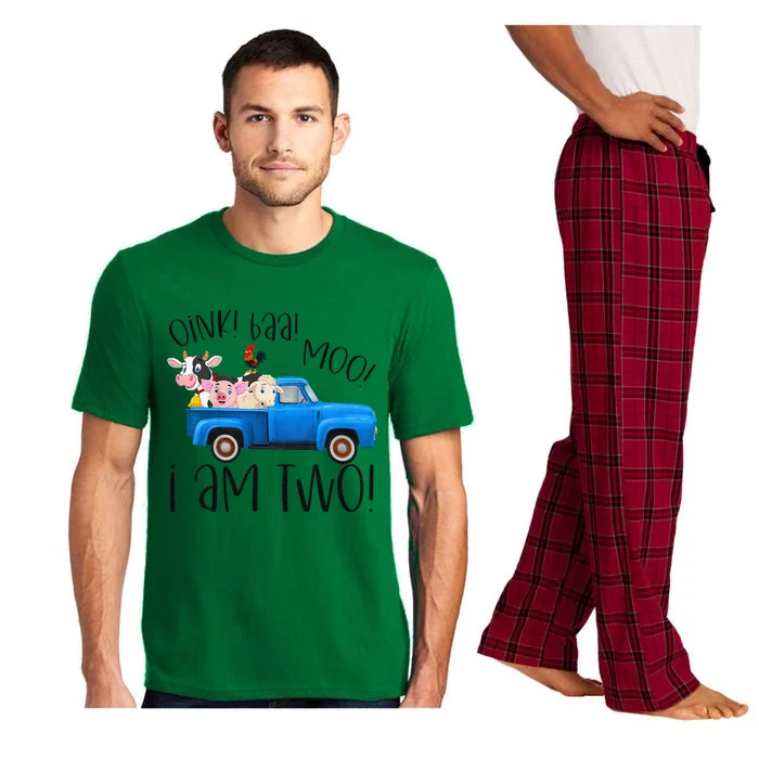 Oink Baa Moo I Am Two Farm Animals Blue Truck Birthday Boy Pajama Set