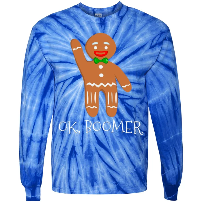 Ok Boomer Meme Millennials Gen Z Funny Xmas Gingerbread Gift Tie-Dye Long Sleeve Shirt