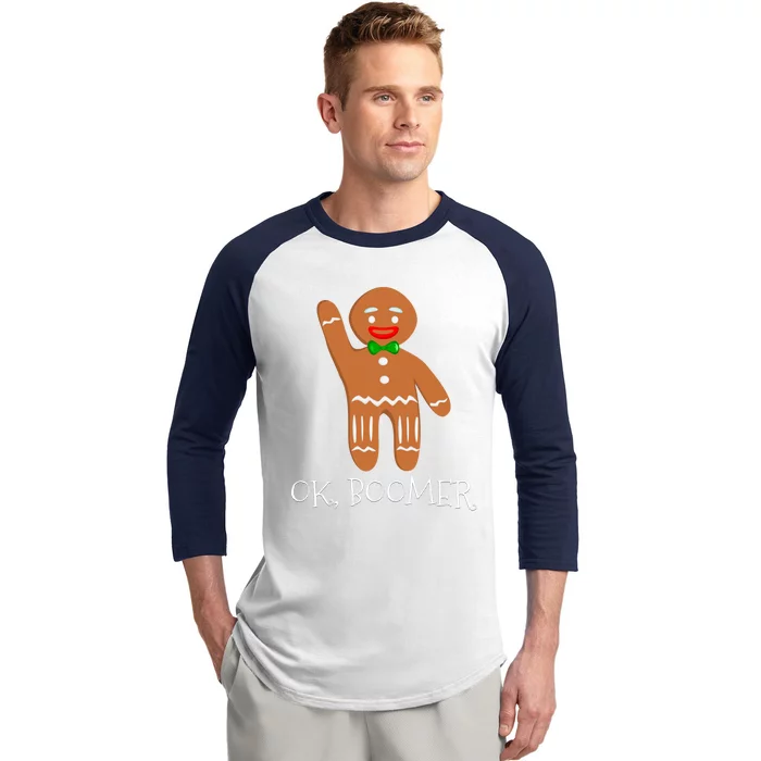 Ok Boomer Meme Millennials Gen Z Funny Xmas Gingerbread Gift Baseball Sleeve Shirt