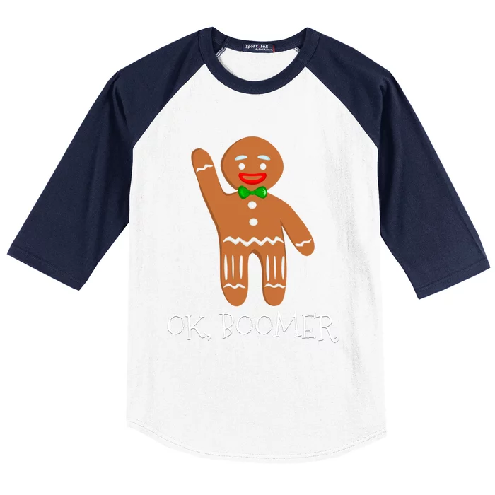 Ok Boomer Meme Millennials Gen Z Funny Xmas Gingerbread Gift Baseball Sleeve Shirt