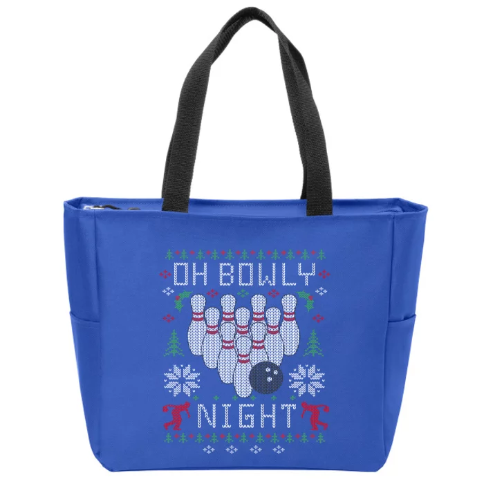 Oh Bowly Night Bowling Ugly Christmas Party Gift Great Gift Zip Tote Bag