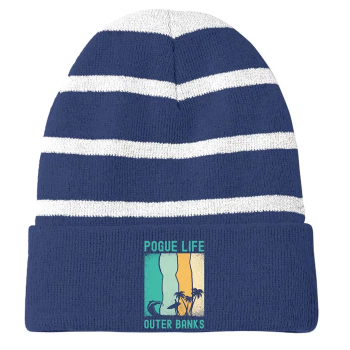 Outer Banks North Carolina NC Beach Striped Beanie with Solid Band