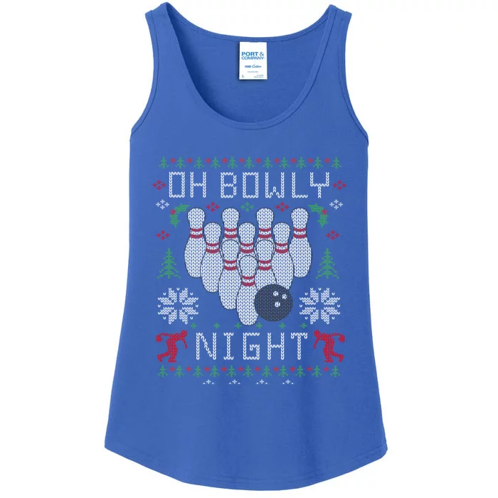 Oh Bowly Night Bowling Ugly Christmas Sweater Party Gift Ladies Essential Tank